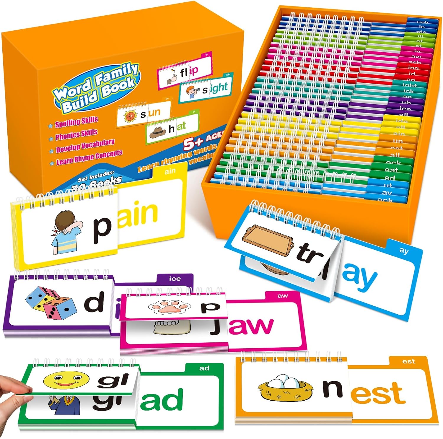 Sight Word Game - แฟลชการ์ดโฟนิคส์ ชุดสร้างคำศัพท์ หนังสือเรียนรู้การอ่าน 30 เล่ม หนังสือพลิกร้องเสียง
