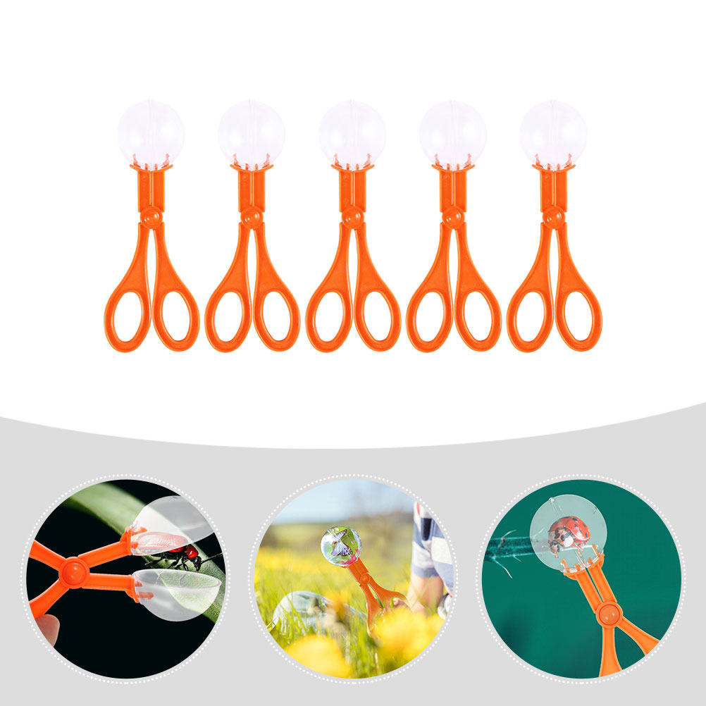 Kids Education Tools - ชุดอุปกรณ์จับแมลง 5 ชิ้น สำหรับเด็ก ดีไซน์กรรไกรพลาสติก สำหรับการสำรวจกลางแจ้ง