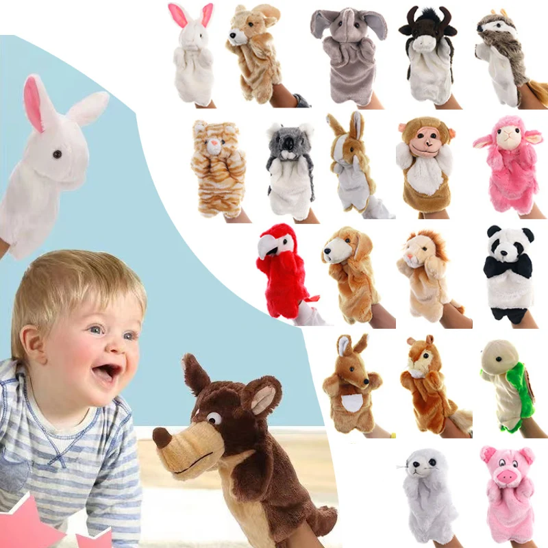 Kids Education Story - ตุ๊กตาสัตว์ขนาด 25 ซม. ของเล่นตุ๊กตาหุ่นมือสำหรับเด็ก ของเล่นเสริมพัฒนาการ ตุ๊กตาสัตว์นุ่มนิ่ม