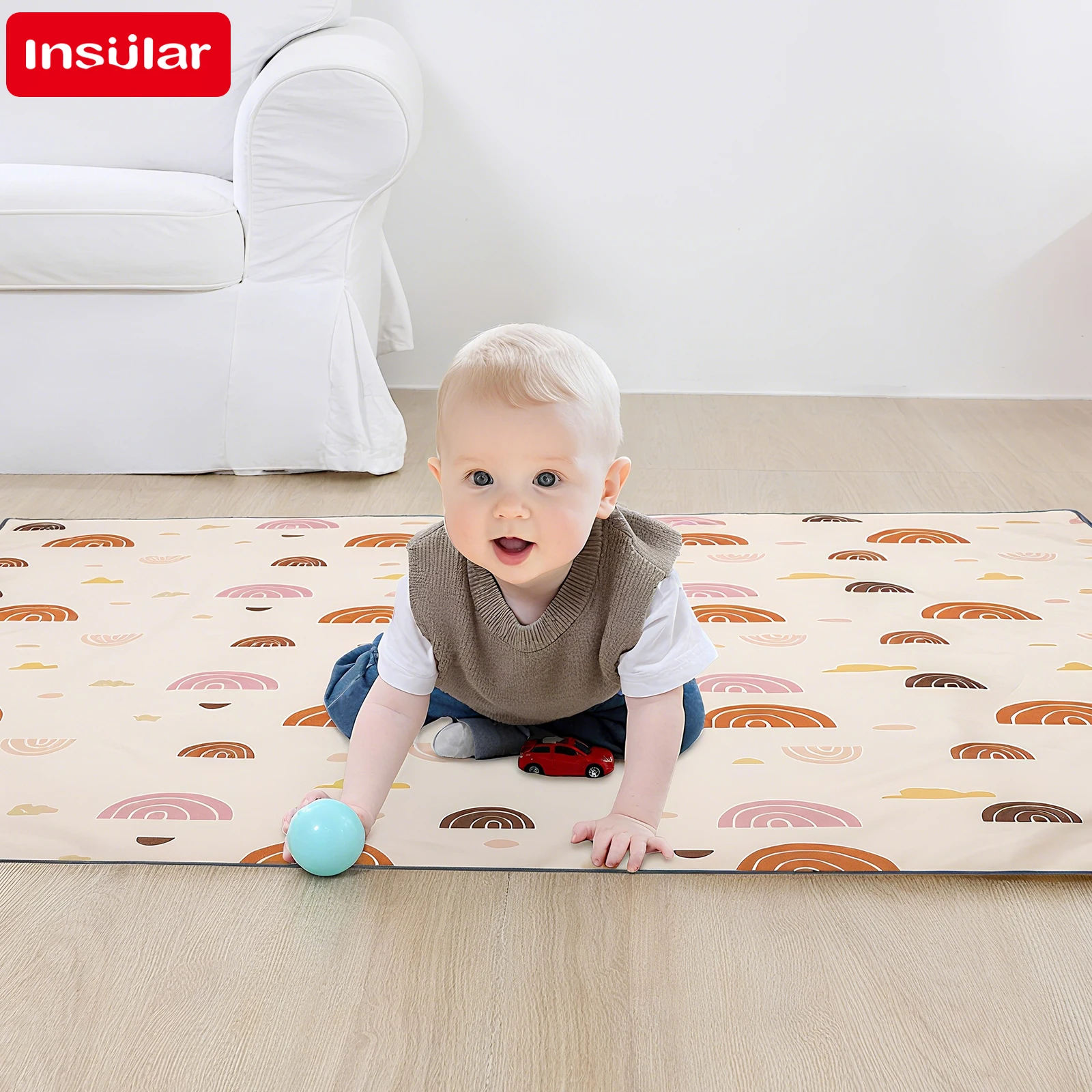 Kids Educational Mat - INSULAR เด็กการศึกษาที่นอนพับเด็กเล่นเสื่อลื่นทนทานพรมเด็กเนอสเซอรี่ปีนเขา Pad กันน้ํา 0-3Y