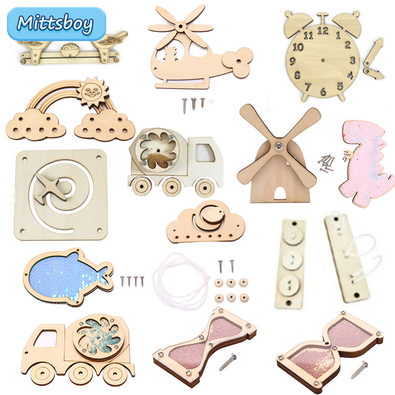 Kids Education Usa - ใหม่อนุบาล Montessori Busy Board นาฬิกาทรายปริศนา Montessori
