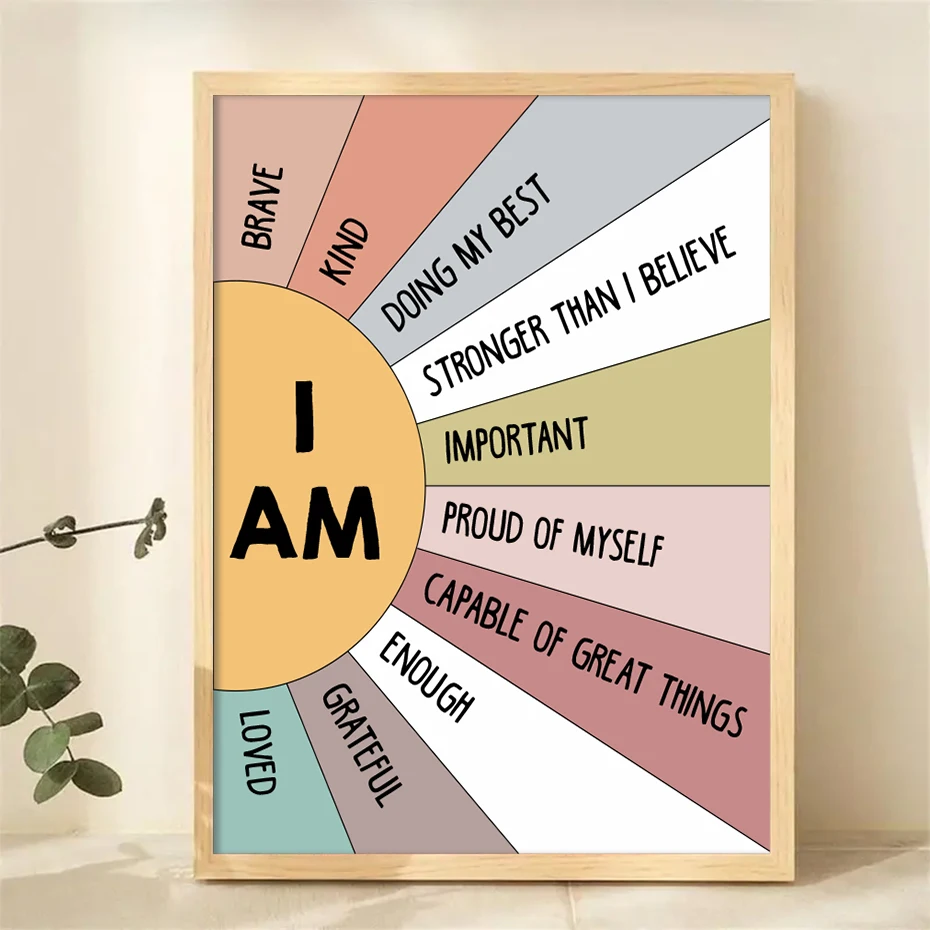 Kids Education Quotes - 1PCS การศึกษา Sun สีสันบวกยืนยัน Boho โปสเตอร์