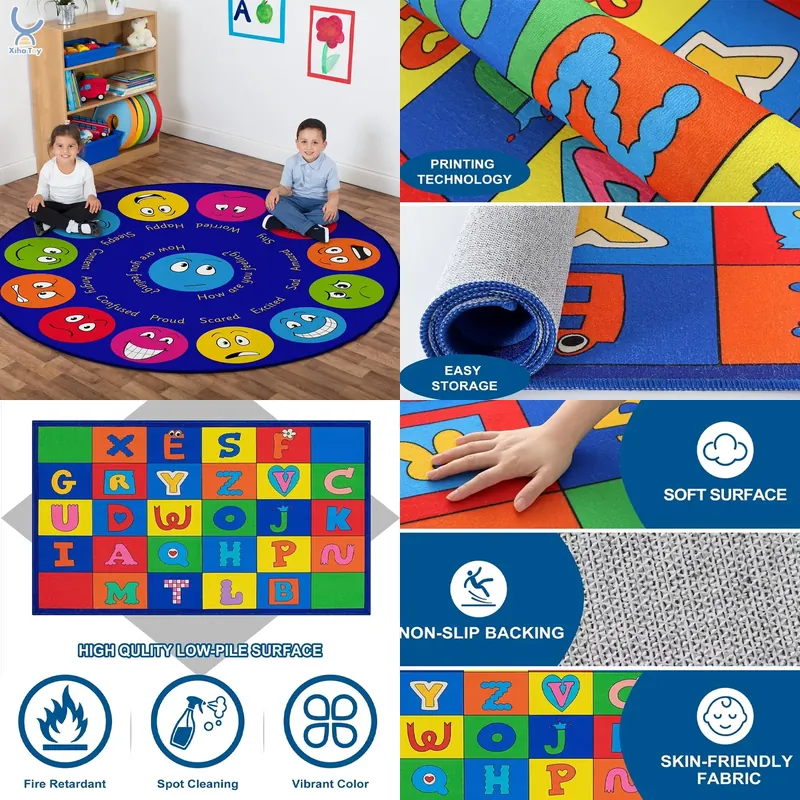 Kids Education Group - พรมห้องเรียนกันลื่นแบบนุ่มสำหรับเด็กเล็ก ปี 2026 สำหรับกิจกรรมวงกลมและการเรียนรู้แบบกลุ่ม