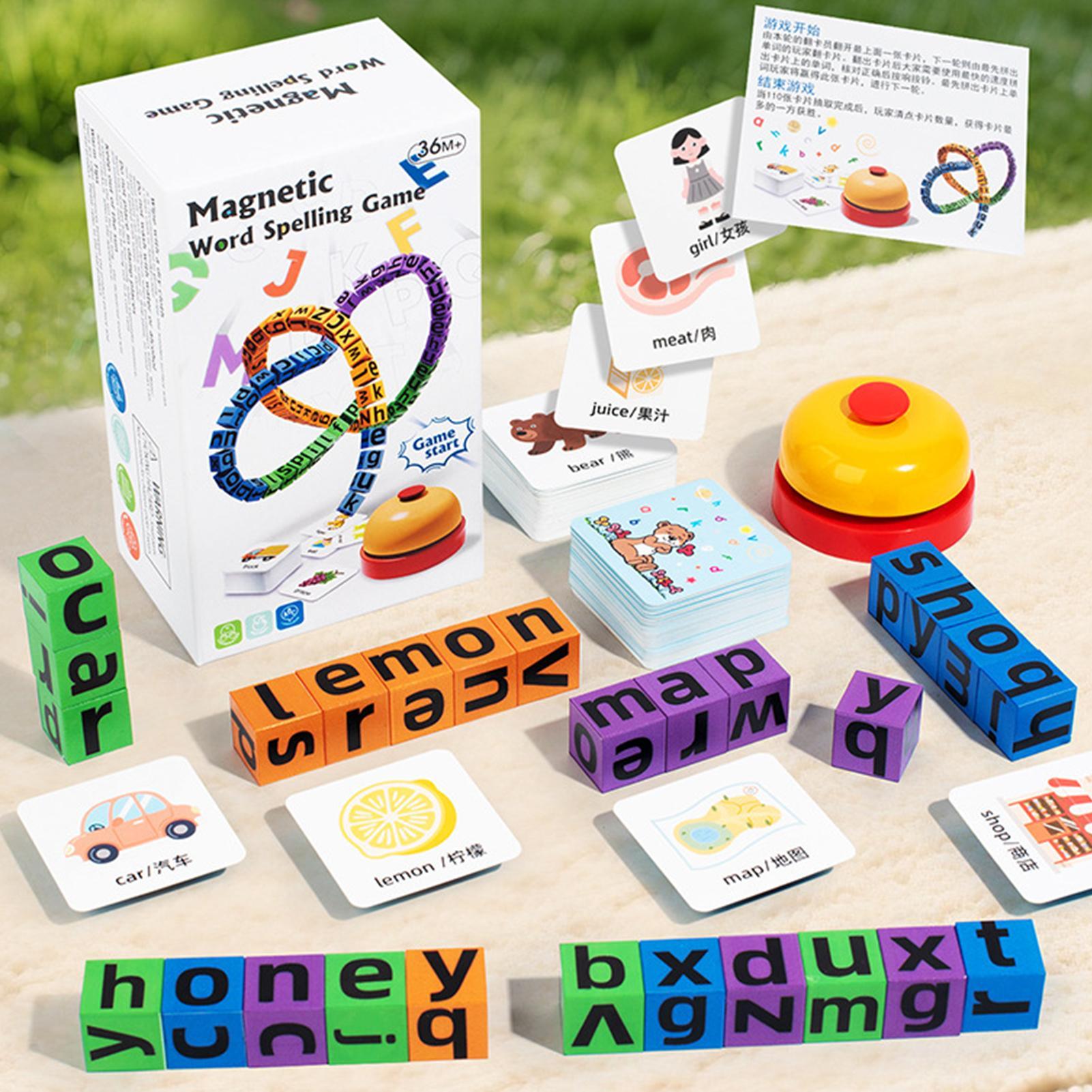 Sight Word Game - ชุดเกมสะกดคำด้วยแม่เหล็กตัวอักษร ของเล่นเสริมพัฒนาการ STEM สำหรับติดตู้เย็น บล็อกตัวต่อเพื่อการเรียนรู้คำศัพท์พื้นฐาน ของขวัญสำหรับงานวันเกิด