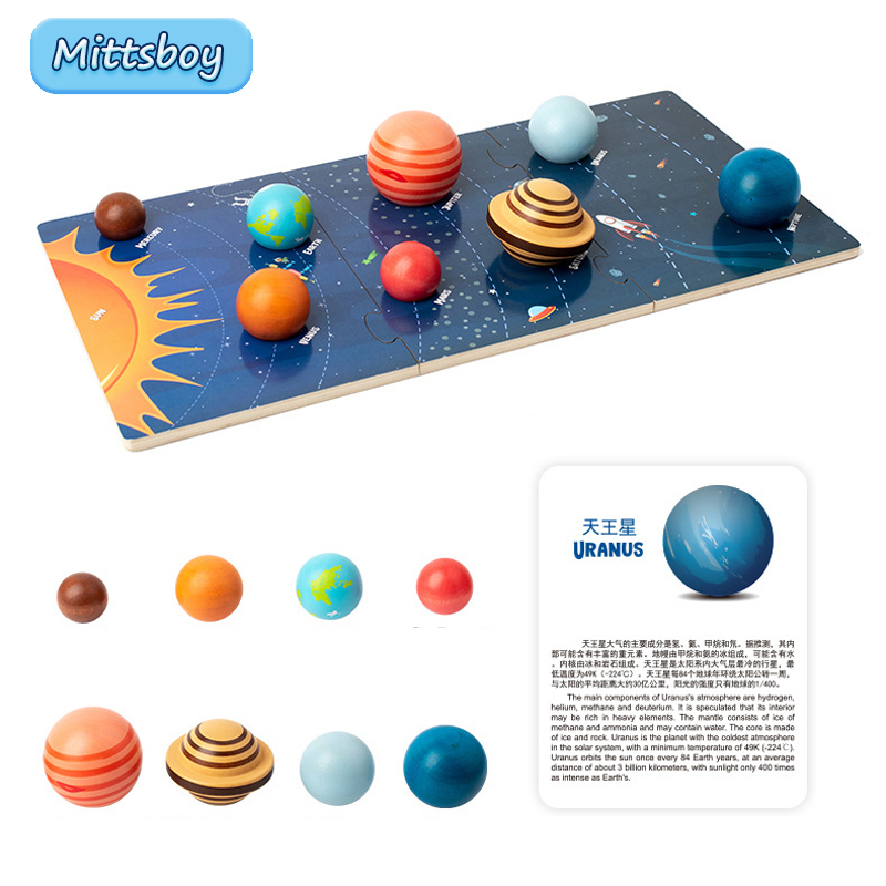 Kids Education Usa - เด็ก Montessori ไม้การศึกษาของเล่น 3D แปดดาวเคราะห์ปริศนาของเล่นจักรวาลความรู้ความเข้าใจพลังงานแสงอาทิตย์ระบบ Planet