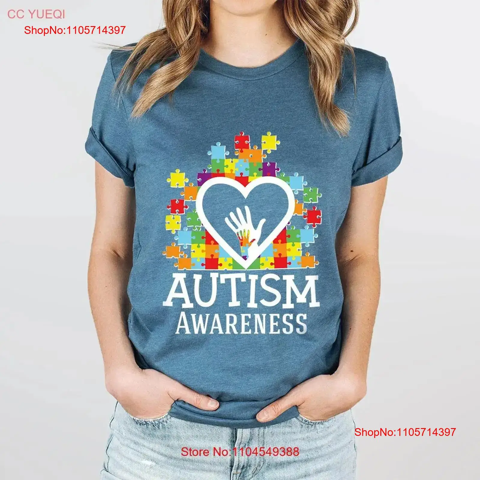 Kids Education Group - เสื้อยืดลายกราฟิกวินเทจสำหรับเด็ก ลายจิ๊กซอว์รูปหัวใจ สำหรับการรณรงค์เรื่องออทิสติก เหมาะสำหรับครูด้านการศึกษาพิเศษ สไตล์ลำลอง ซักได้