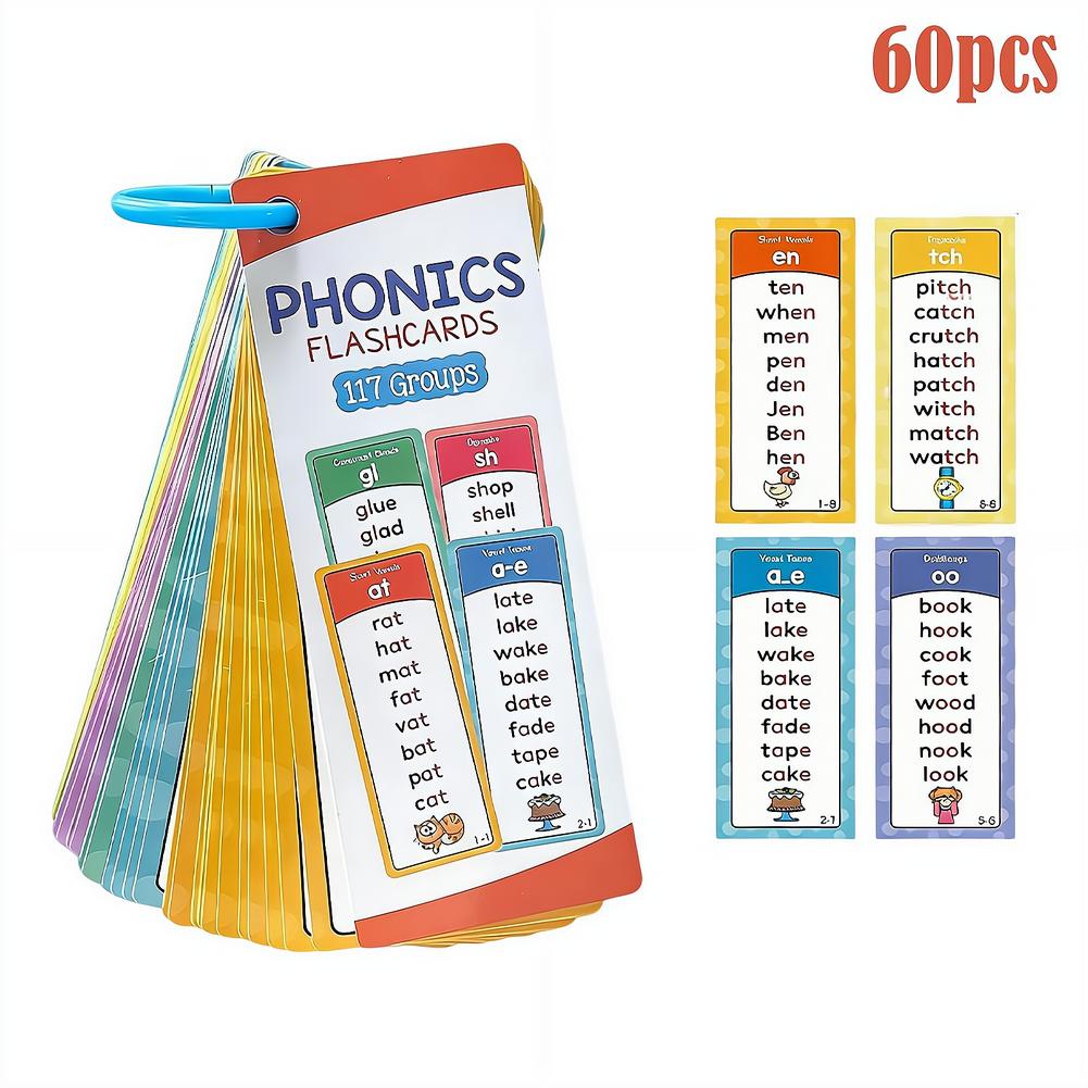 Kids Education Group - ชุดแฟลชการ์ด Phonics, 60 ชิ้น 117 กลุ่มคำ