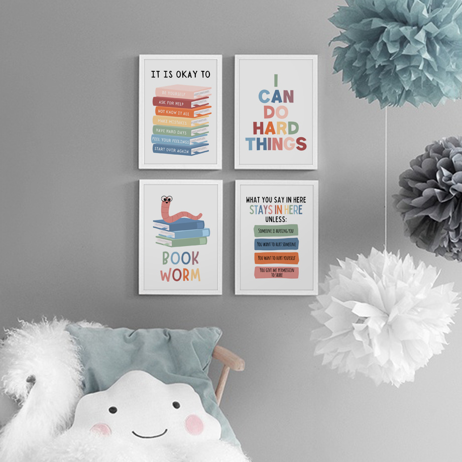 Kids Education Quotes - คำคมการศึกษาภาษาอังกฤษ โปสเตอร์สร้างแรงบันดาลใจสำหรับห้องเรียน และงานพิมพ์ภาพศิลปะบนผืนผ้าใบ ภาพวาดตกแต่งผนังสมัยใหม่สำหรับห้องเด็ก ตกแต่งบ้าน