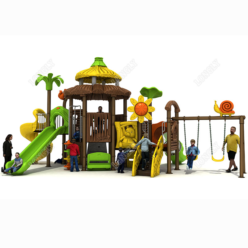 Kids Education And Recreation - เครื่องเล่นสนามเด็กเล่นสไตล์โบราณเชิงพาณิชย์ ชุดสไลเดอร์พลาสติกพร้อมชิงช้า สำหรับสวนเพื่อการศึกษาและกิจกรรมกลางแจ้ง