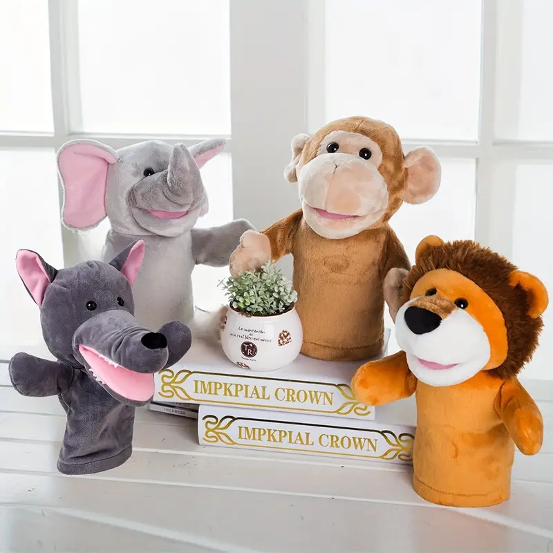 Kids Education Story - ตุ๊กตาตุ๊กตาหนานุ่มตัวการ์ตูนสัตว์ในครอบครัวมือหุ่นกระบอกเล่นบทบาทบอกเล่าเรื่องราวตุ๊กตาผ้าของเล่นเพื่อการศึกษาสำหรับเด็ก