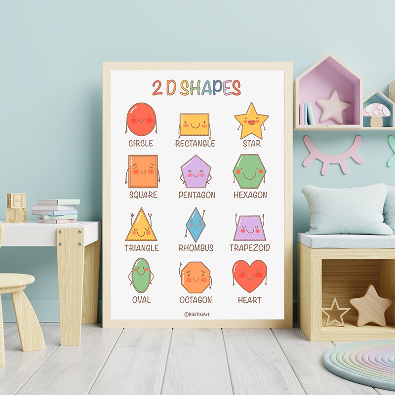 โปสเตอร์ภาพพิมพ์รูปทรงเรขาคณิต - Kids Yoga Education บทวิจารณ์และราคา