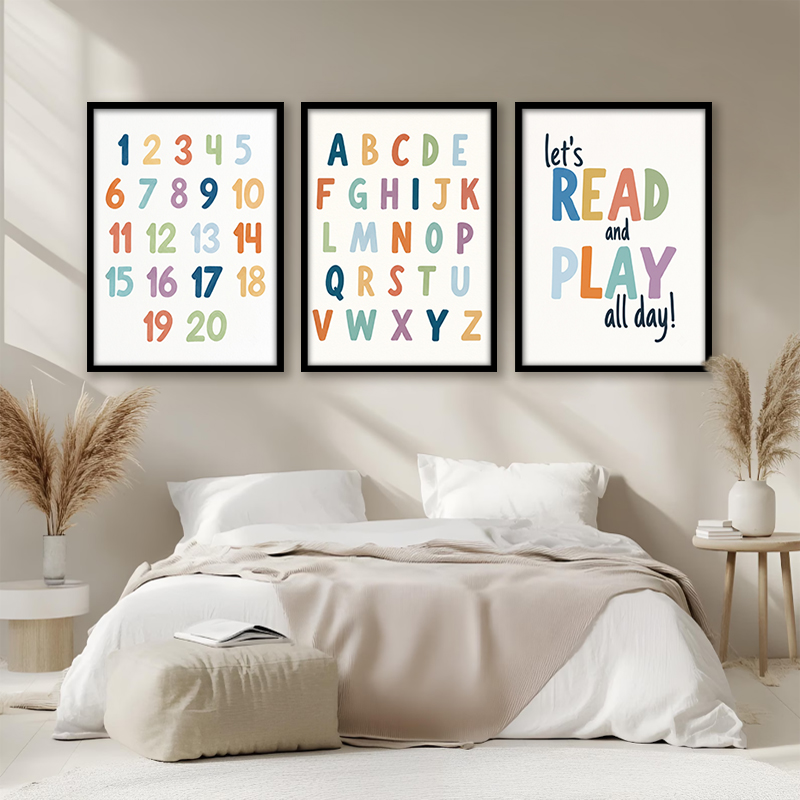ชุดภาพวาดผ้าใบตัวอักษรและตัวเล - Kids Education Quotes บทวิจารณ์และราคา