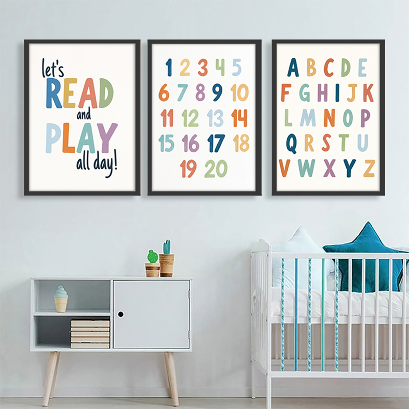 ชุดภาพวาดผ้าใบตัวอักษรและตัวเล - Kids Education Quotes บทวิจารณ์และราคา
