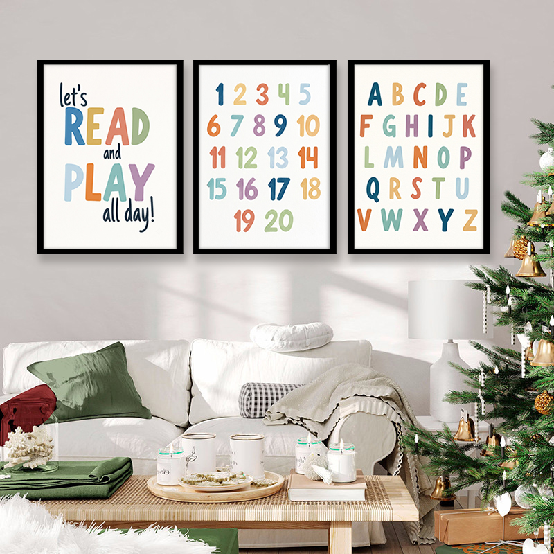 ชุดภาพวาดผ้าใบตัวอักษรและตัวเล - Kids Education Quotes บทวิจารณ์และราคา