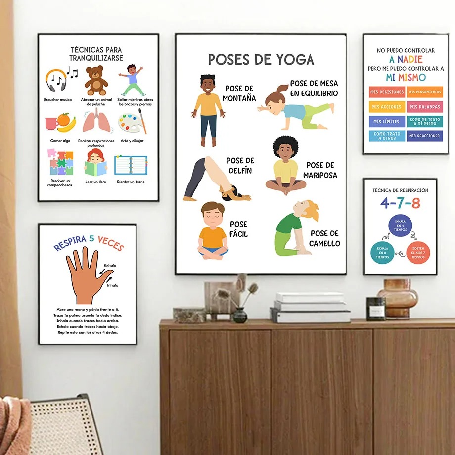 โปสเตอร์ภาพพิมพ์ศิลปะติดผนังสไ - Kids Yoga Education บทวิจารณ์และราคา
