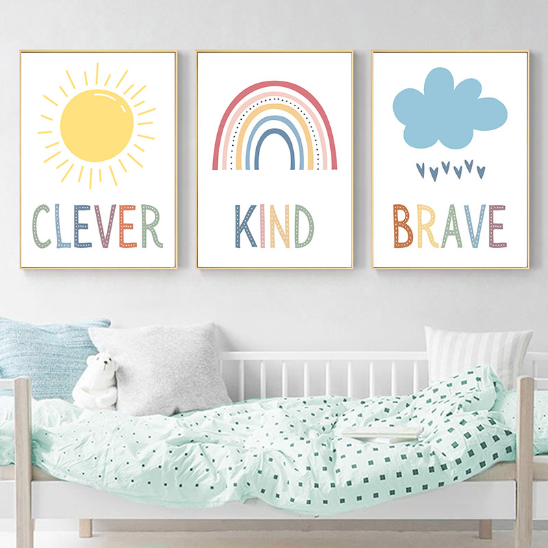น่ารัก Sun Rainbow Cloud Canva - Kids Education Quotes บทวิจารณ์และราคา