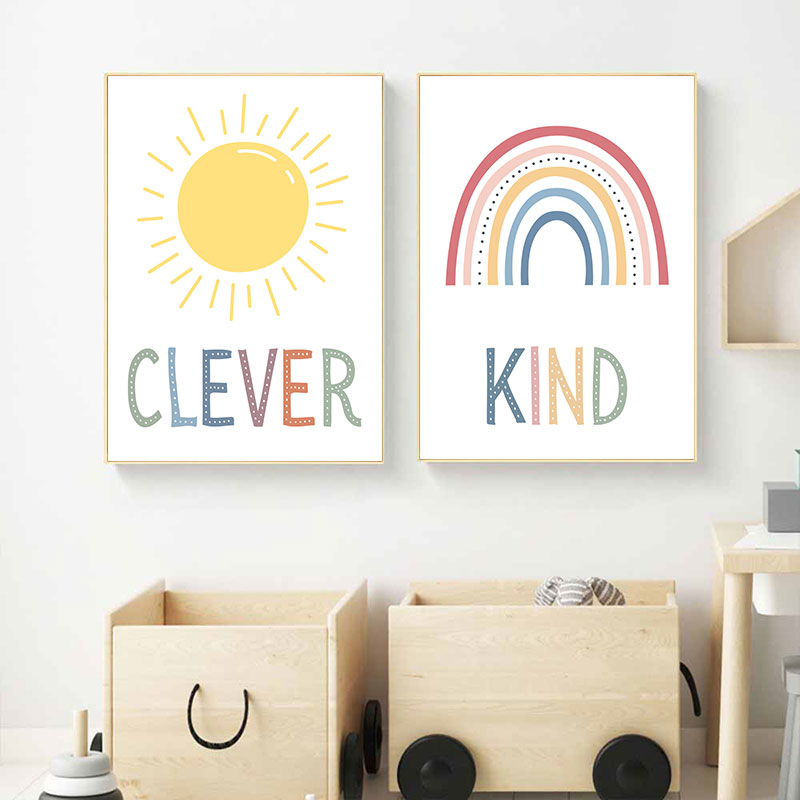 น่ารัก Sun Rainbow Cloud Canva - Kids Education Quotes บทวิจารณ์และราคา