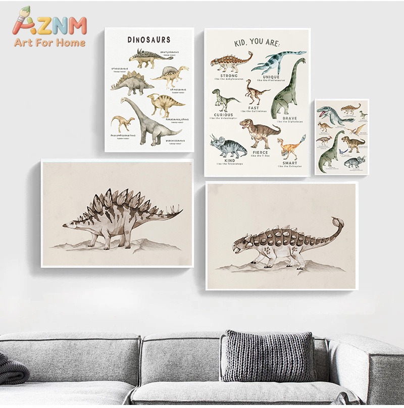 AZNM ศิลปะบนผืนผ้าใบลายไดโนเสา - Kids Education Quotes บทวิจารณ์และราคา